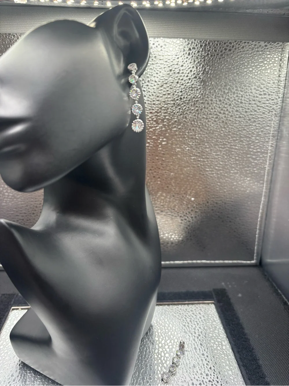 Clear Crystal Graduated Drop Earrings - Silver-Tone Women Jewelry